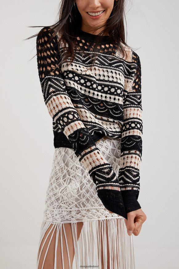 Desigual Women Semi-transparent crochet jumper Clothing PFVZ0B1031