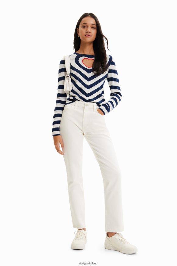 Desigual Women Striped heart cut-out pullover Clothing PFVZ0B841