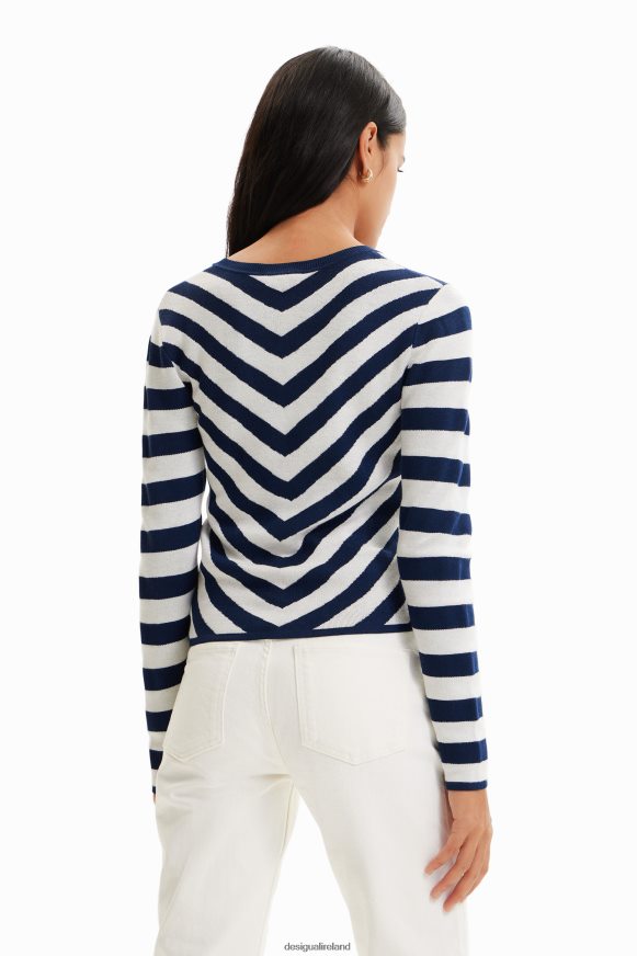 Desigual Women Striped heart cut-out pullover Clothing PFVZ0B841