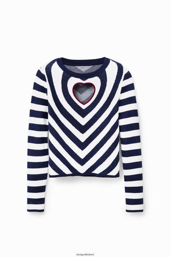 Desigual Women Striped heart cut-out pullover Clothing PFVZ0B841