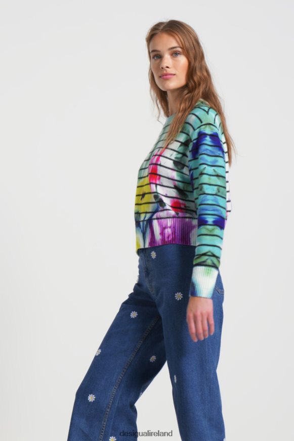 Desigual Women Stripy tie-dye floral jumper Clothing PFVZ0B1024