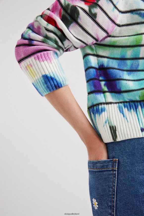 Desigual Women Stripy tie-dye floral jumper Clothing PFVZ0B1024