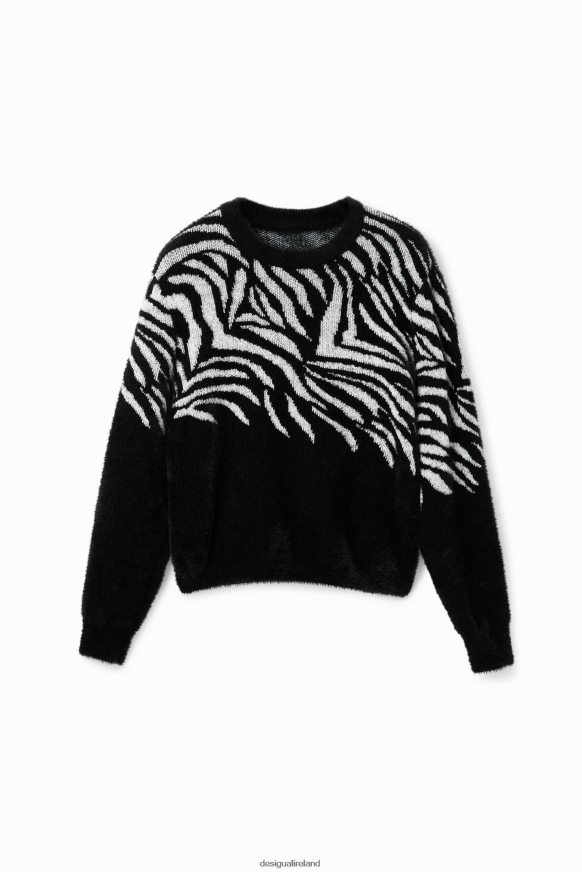 Desigual Women Zebra fur-effect pullover Clothing PFVZ0B1039