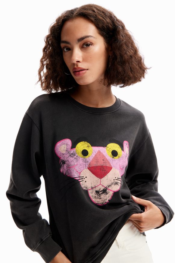Desigual Women Distressed Pink Panther sweatshirt Clothing PFVZ0B481