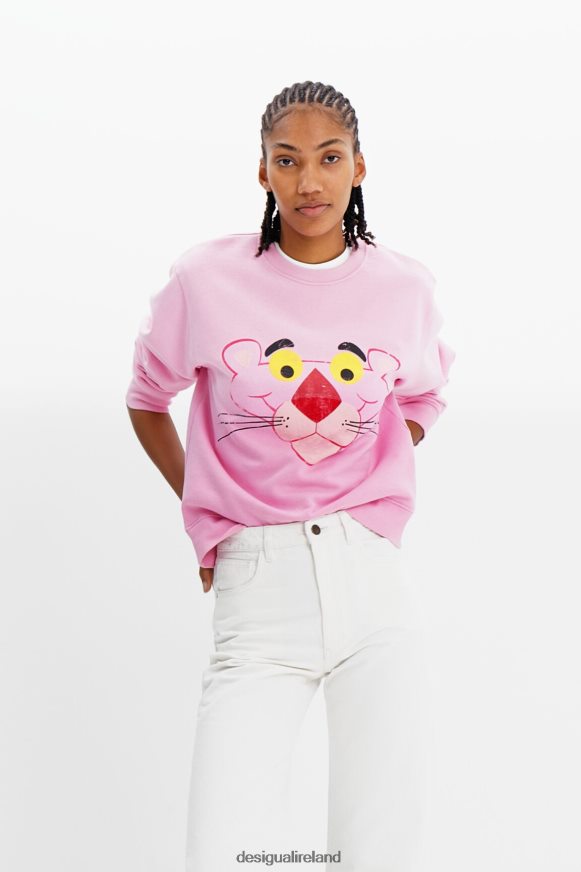 Desigual Women Distressed Pink Panther sweatshirt Clothing PFVZ0B952