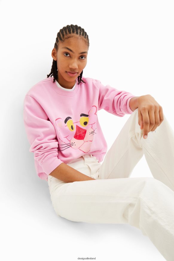 Desigual Women Distressed Pink Panther sweatshirt Clothing PFVZ0B952