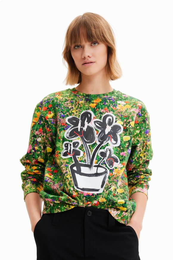 Desigual Women Floral plant sweatshirt Clothing PFVZ0B292