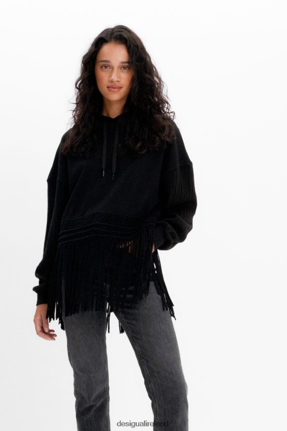 Desigual Women Oversize fringe hoodie Clothing PFVZ0B946