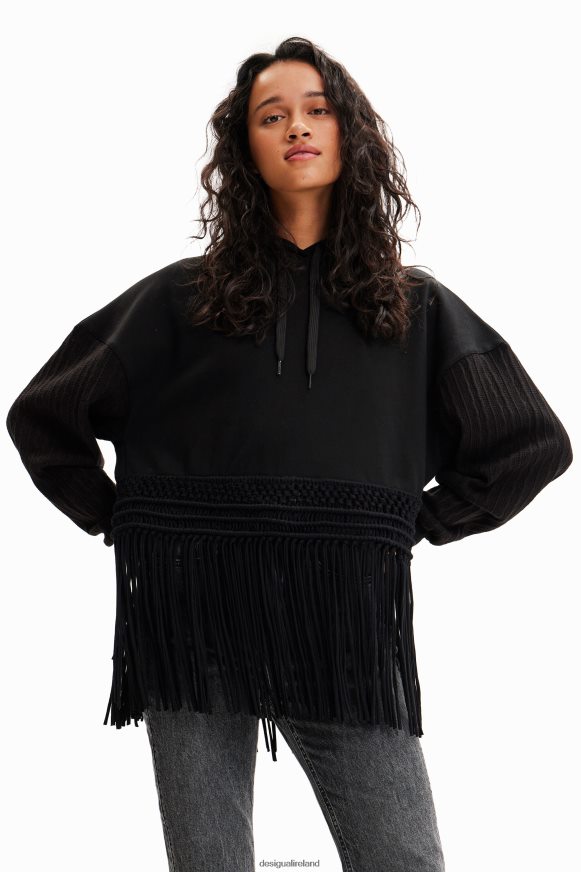 Desigual Women Oversize fringe hoodie Clothing PFVZ0B946