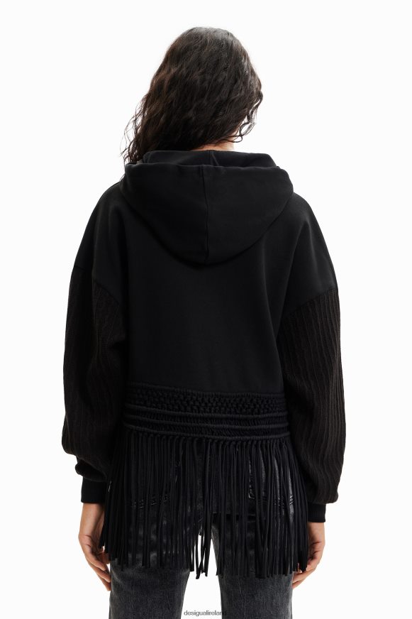 Desigual Women Oversize fringe hoodie Clothing PFVZ0B946