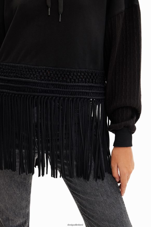 Desigual Women Oversize fringe hoodie Clothing PFVZ0B946