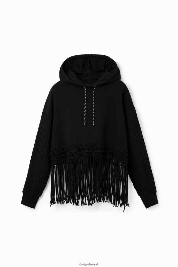 Desigual Women Oversize fringe hoodie Clothing PFVZ0B946