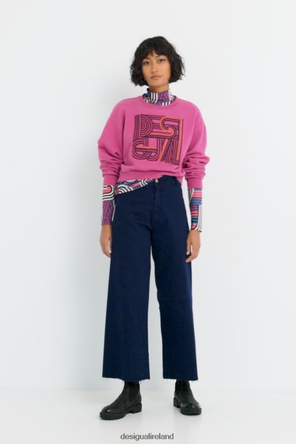 Desigual Women Plain embroidered plush sweatshirt Clothing PFVZ0B1042