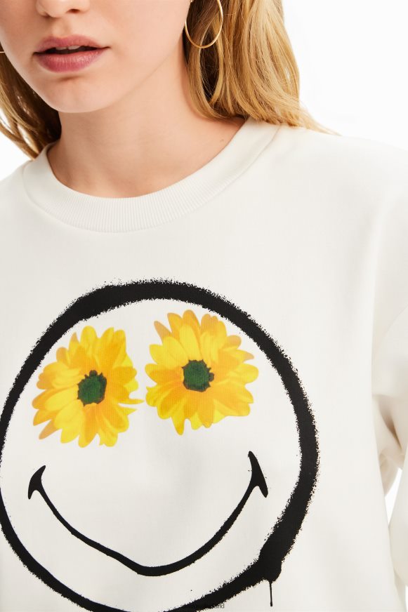 Desigual Women Short Smiley sweatshirt Clothing PFVZ0B525