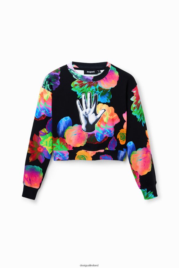 Desigual Women Short floral hand sweatshirt Clothing PFVZ0B651