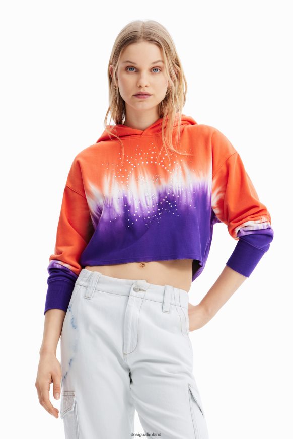 Desigual Women Short tie-dye rhinestone hoodie Clothing PFVZ0B458