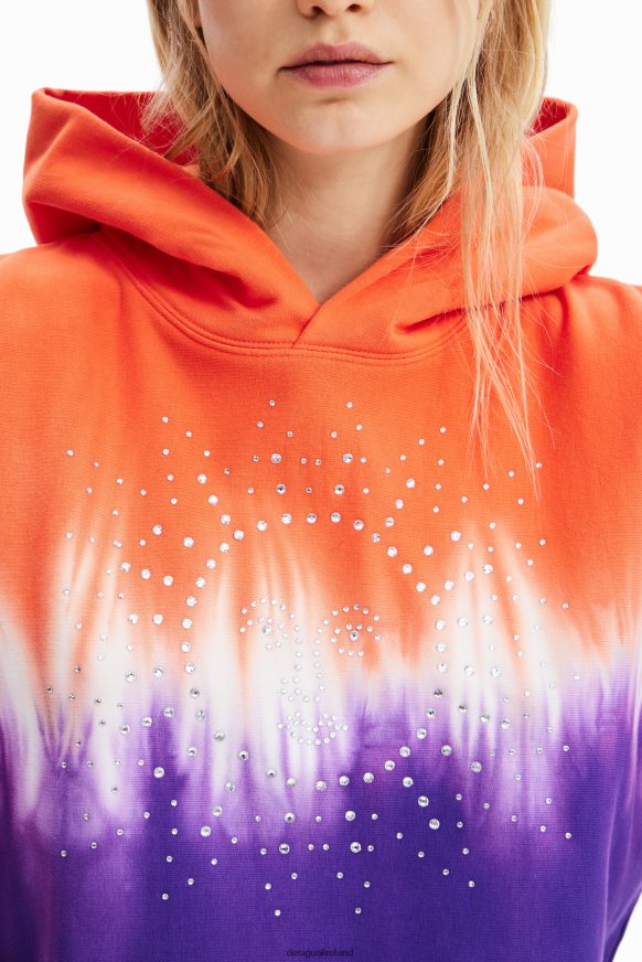 Desigual Women Short tie-dye rhinestone hoodie Clothing PFVZ0B458