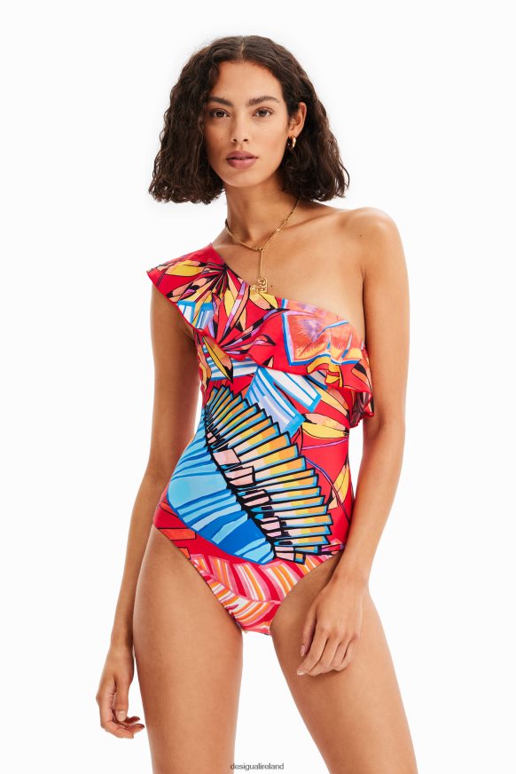 Desigual Women Asymmetric ruffle swimsuit Clothing PFVZ0B541