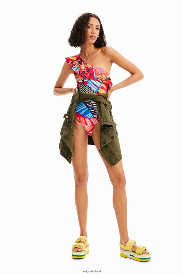 Desigual Women Asymmetric ruffle swimsuit Clothing PFVZ0B541