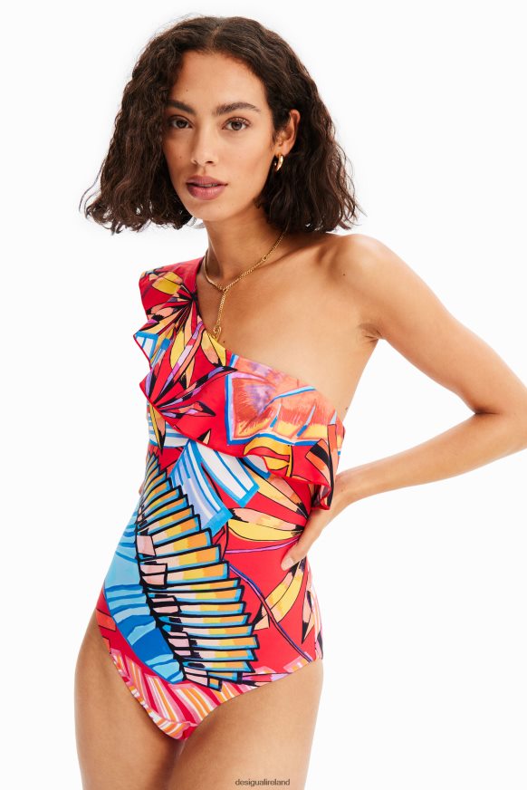 Desigual Women Asymmetric ruffle swimsuit Clothing PFVZ0B541