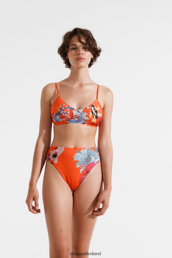 Desigual Women Coral triangle bikini top Clothing PFVZ0B1130