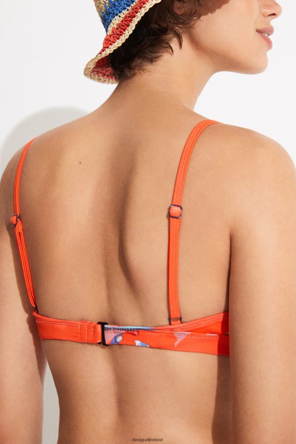 Desigual Women Coral triangle bikini top Clothing PFVZ0B1130