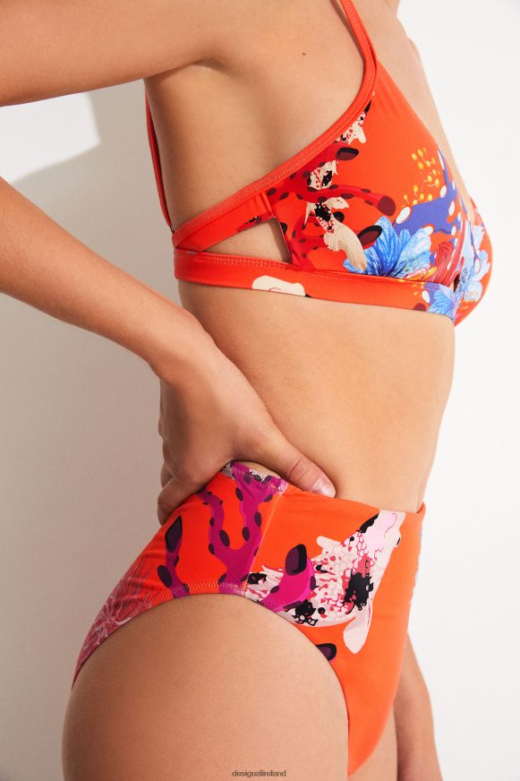 Desigual Women Coral triangle bikini top Clothing PFVZ0B1130