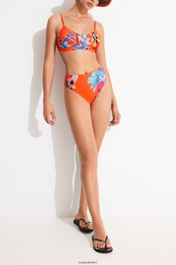 Desigual Women Coral triangle bikini top Clothing PFVZ0B1130