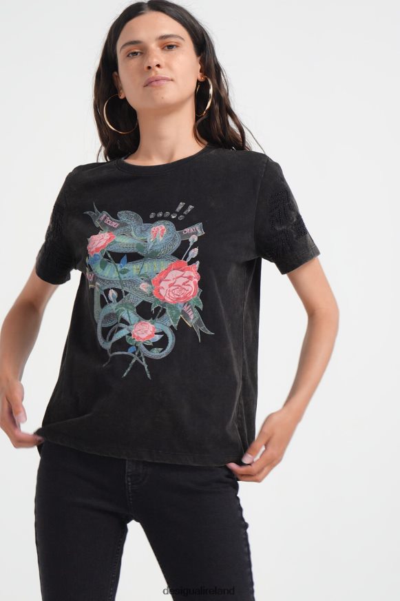 Desigual Women Arty snake T-shirt Clothing PFVZ0B1090