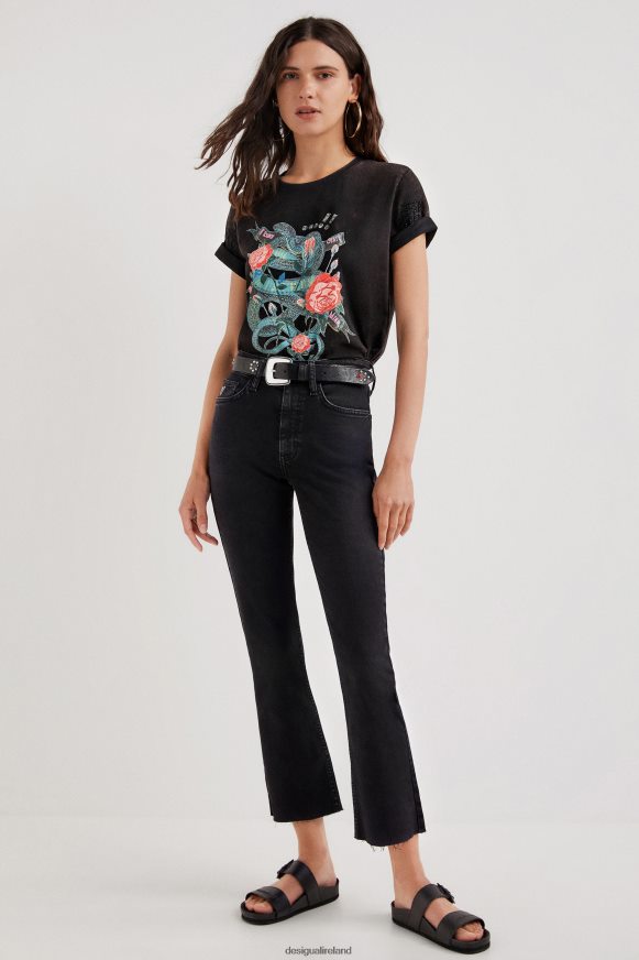 Desigual Women Arty snake T-shirt Clothing PFVZ0B1090