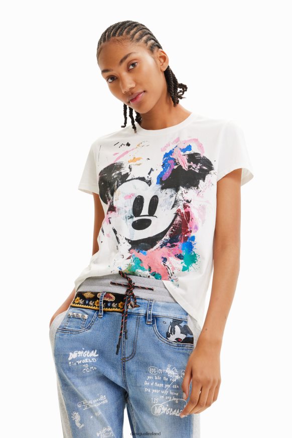 Desigual Women Disney's Mickey Mouse arty T-shirt Clothing PFVZ0B483