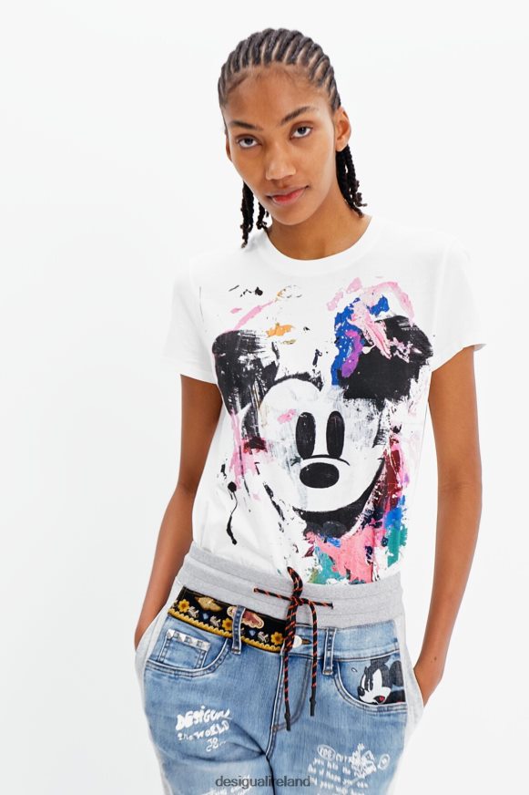 Desigual Women Disney's Mickey Mouse arty T-shirt Clothing PFVZ0B483