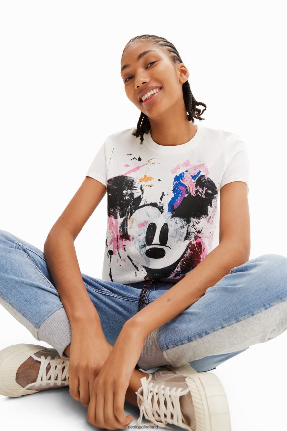 Desigual Women Disney's Mickey Mouse arty T-shirt Clothing PFVZ0B483