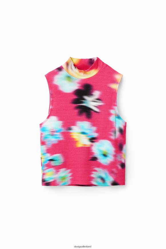 Desigual Women Floral ribbed sleeveless T-shirt Clothing PFVZ0B434