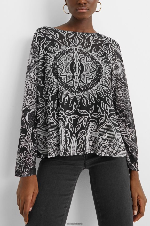 Desigual Women Flounced mandalas T-shirt Clothing PFVZ0B1097