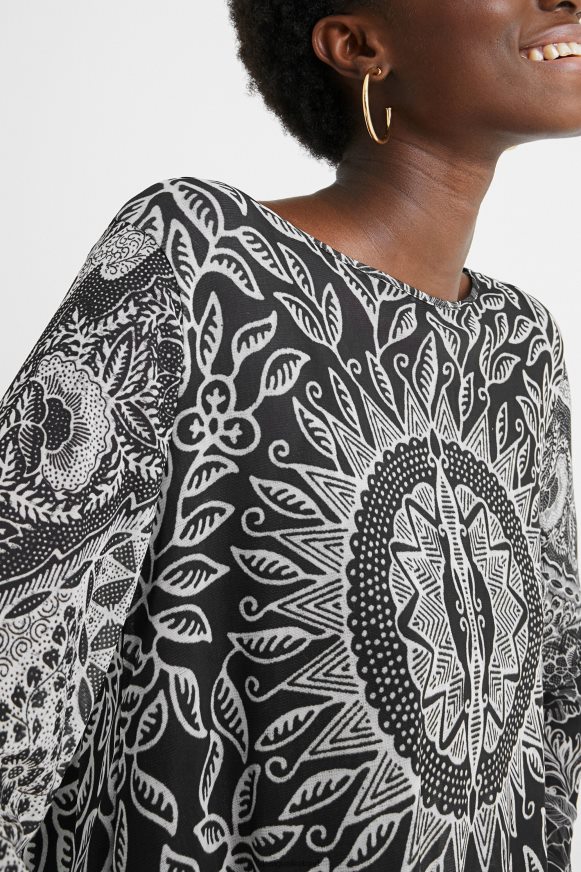 Desigual Women Flounced mandalas T-shirt Clothing PFVZ0B1097