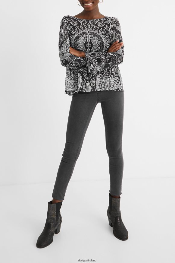 Desigual Women Flounced mandalas T-shirt Clothing PFVZ0B1097