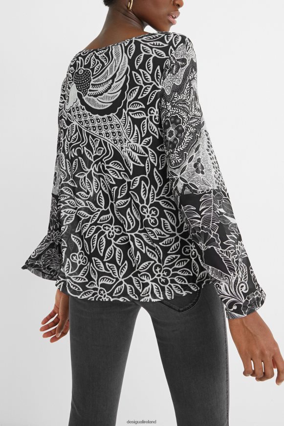 Desigual Women Flounced mandalas T-shirt Clothing PFVZ0B1097