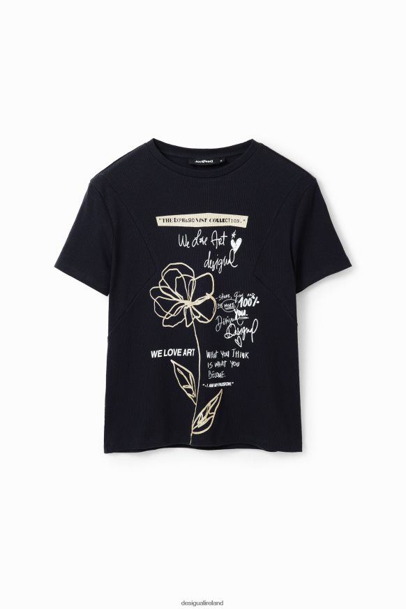 Desigual Women Flower message T-shirt Clothing PFVZ0B121