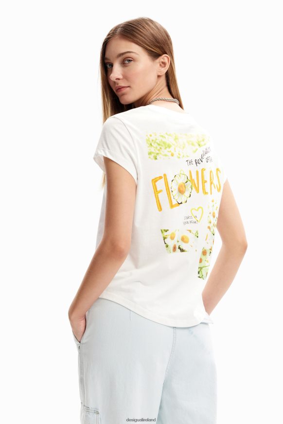 Desigual Women Flower message T-shirt Clothing PFVZ0B21
