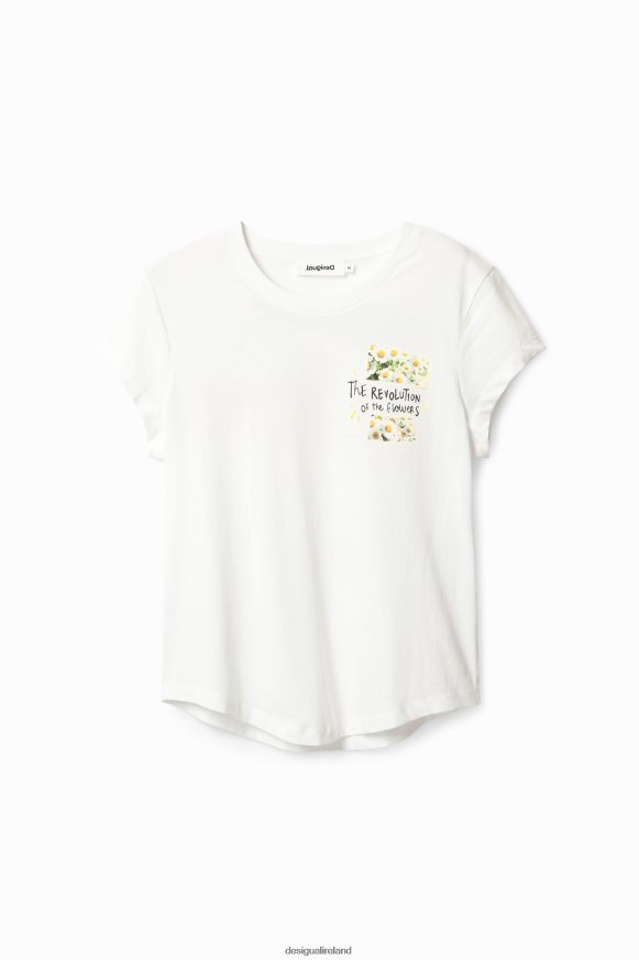 Desigual Women Flower message T-shirt Clothing PFVZ0B21