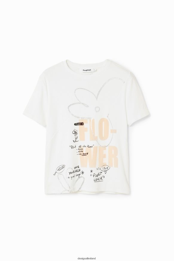 Desigual Women Flower message T-shirt Clothing PFVZ0B95