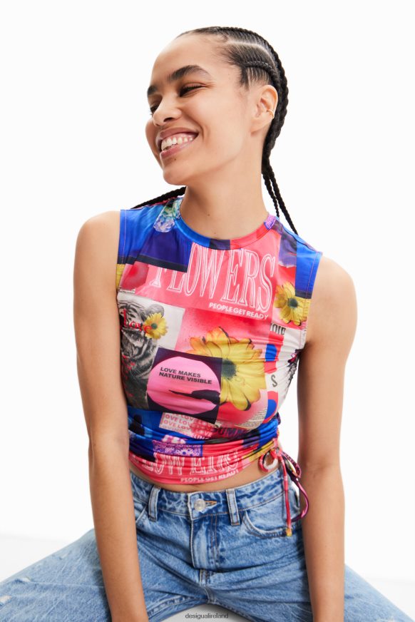 Desigual Women Gathered collage T-shirt Clothing PFVZ0B578