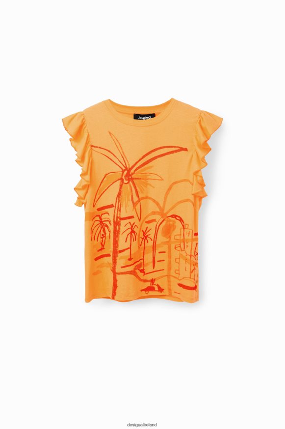 Desigual Women Illustration ruffle T-shirt Clothing PFVZ0B967