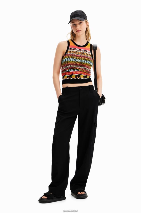 Desigual Women Knit borders T-shirt Clothing PFVZ0B429
