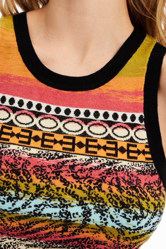 Desigual Women Knit borders T-shirt Clothing PFVZ0B429