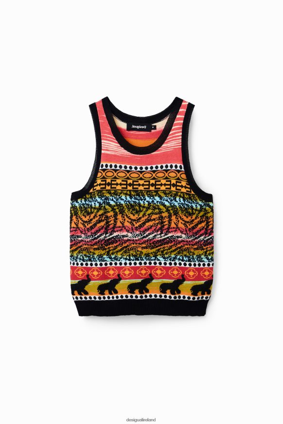 Desigual Women Knit borders T-shirt Clothing PFVZ0B429