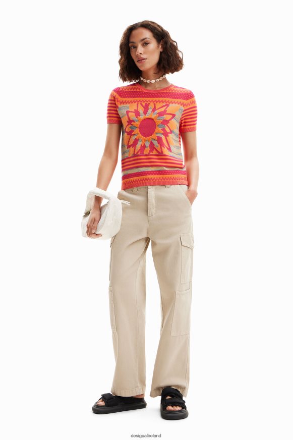 Desigual Women Knit flower T-shirt Clothing PFVZ0B294