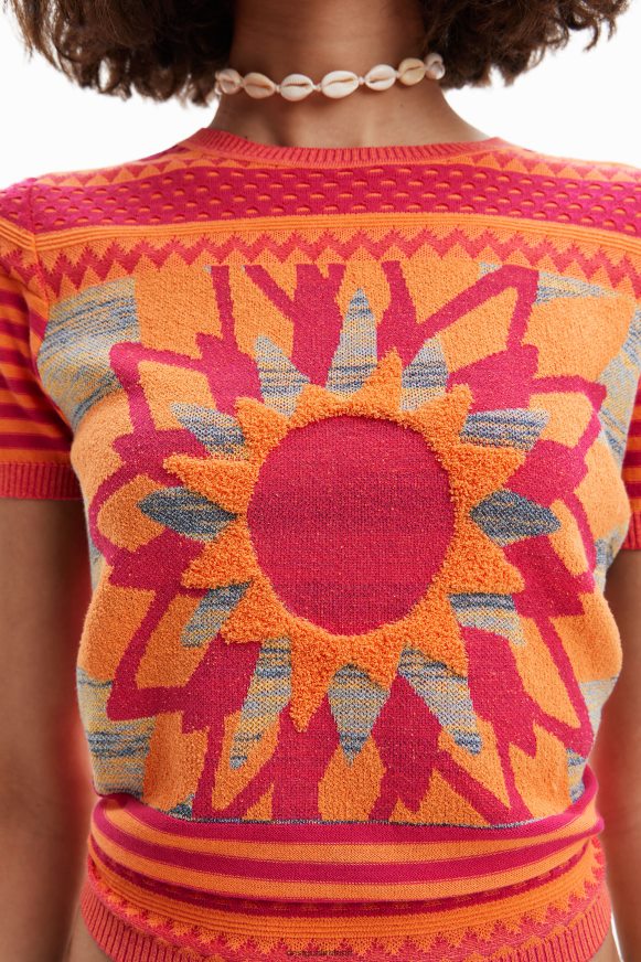 Desigual Women Knit flower T-shirt Clothing PFVZ0B294