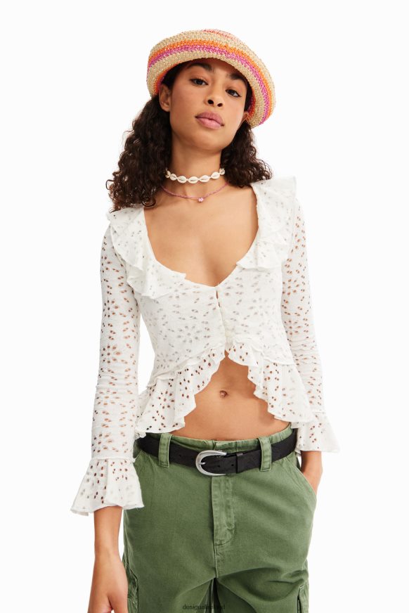 Desigual Women Long-sleeve ruffle blouse Clothing PFVZ0B372